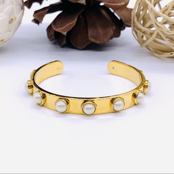 Kate Spade New York Gold Plated Pearl Open Bangle